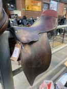 Brown leather saddle