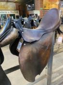 Brown leather saddle by Brooks