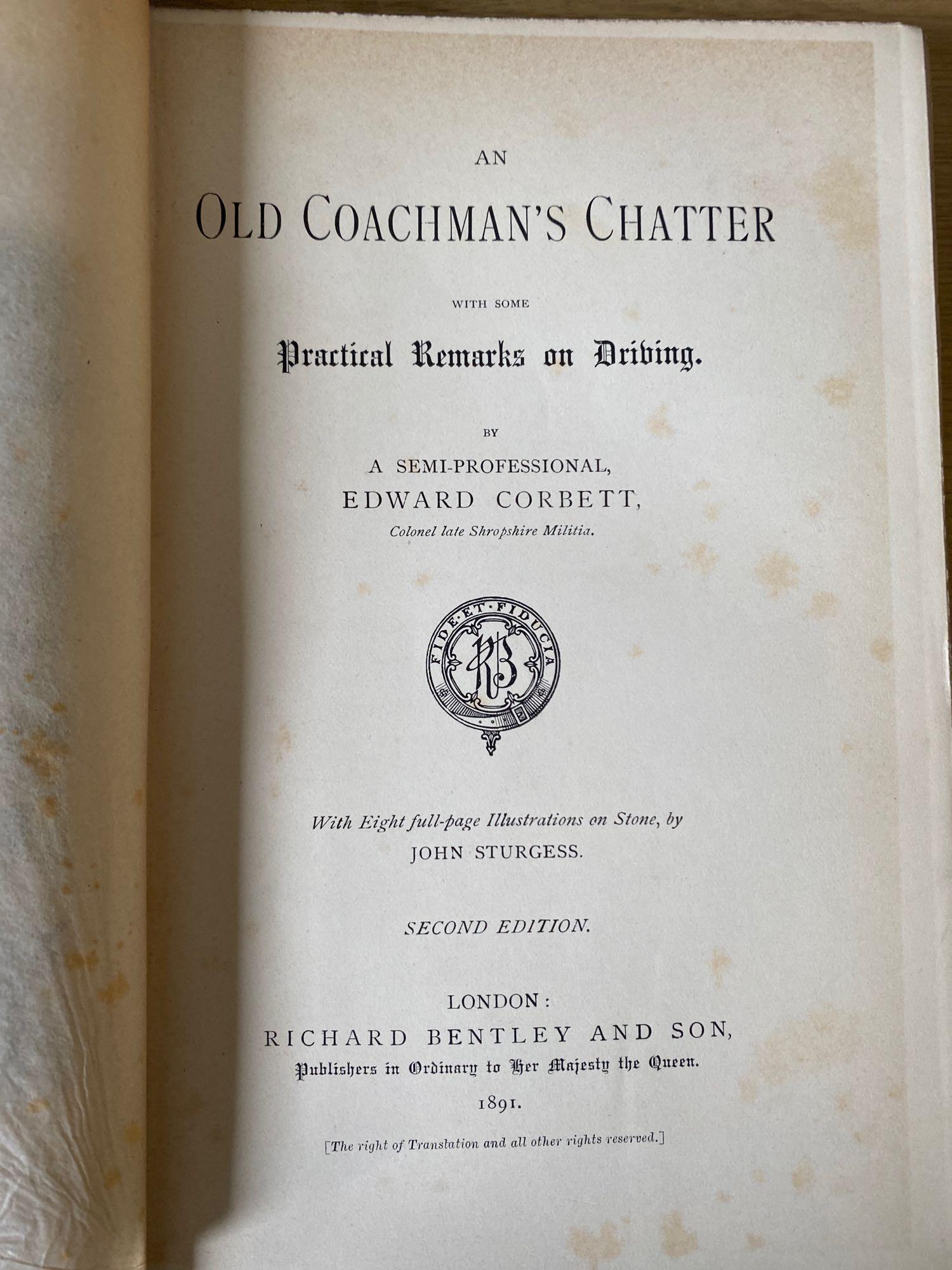 An Old Coachman's Chatter by Edward Corbett, 1891; two books by Sir Walter Gilbey; and another - Image 5 of 8