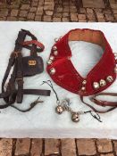 Heavy Horse Bridle and a red velvet collar