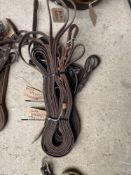 Two brown leather leader reins