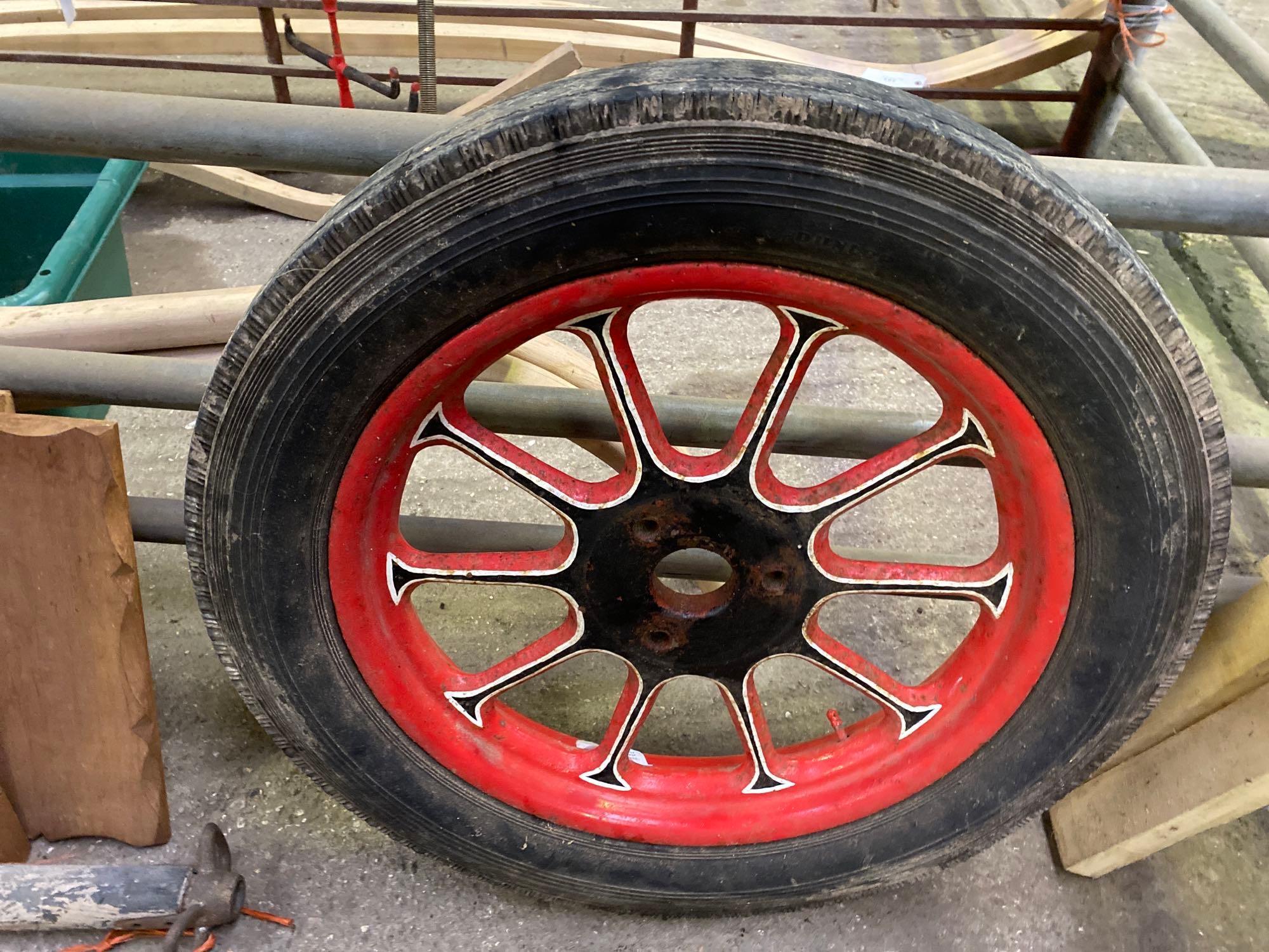 Three stud artillery wheel a tyre - Image 2 of 2