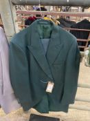 Groom's green jacket and striped trousers