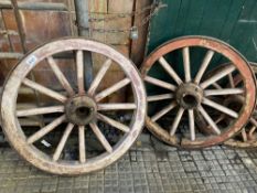Pair of 42" cart wheels with iron tyres