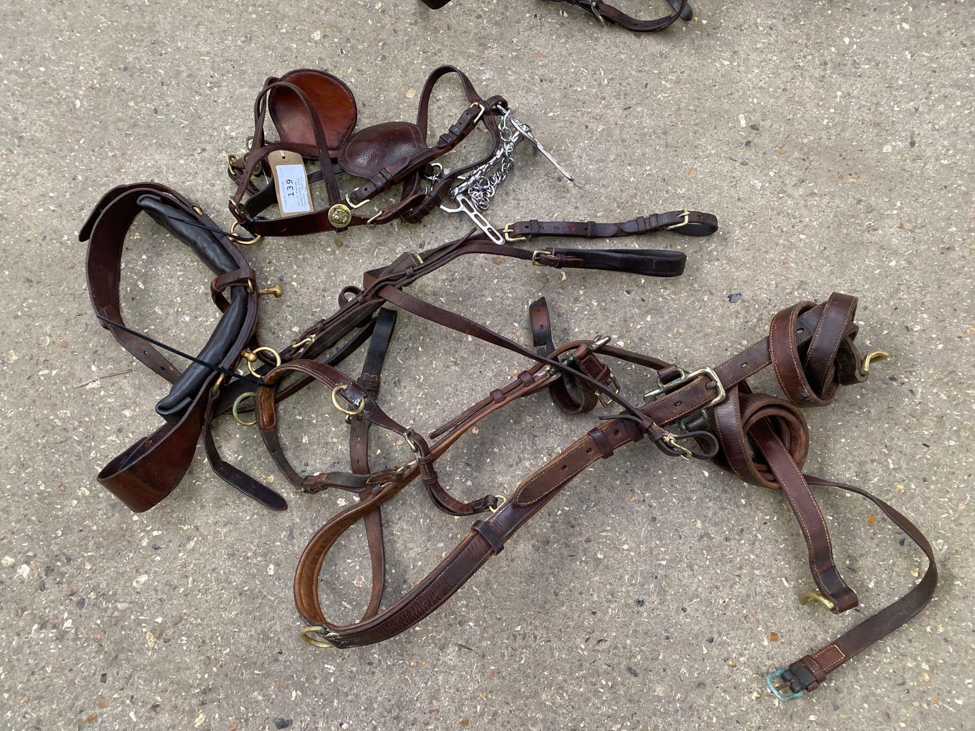 Set of English brown/brass PAIR harness. This lot carries VAT. - Image 2 of 3