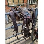 Set of brown/brass harness. This lot carries VAT.