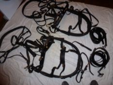 Pair working breastcollar harness by John McDonald to fit large ponies. No bridles.