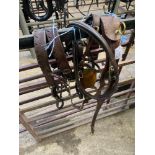 Set of English Brown Leather Pony Harness with brass fittings