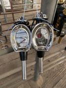 Pair of white metal horseshoe fronted lamps. This lot carries VAT