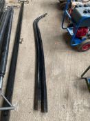 Pair of black painted wooden swan neck carriage shafts, unused, 220cms