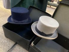 Two top hats in navy blue & grey, size 7