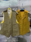 Two yellow waistcoats and a sage waistcoat