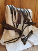 Small Shetland pony PAIR set of brown English leather breast collar harness