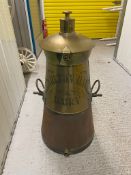Victorian brass and metal cone shaped churn