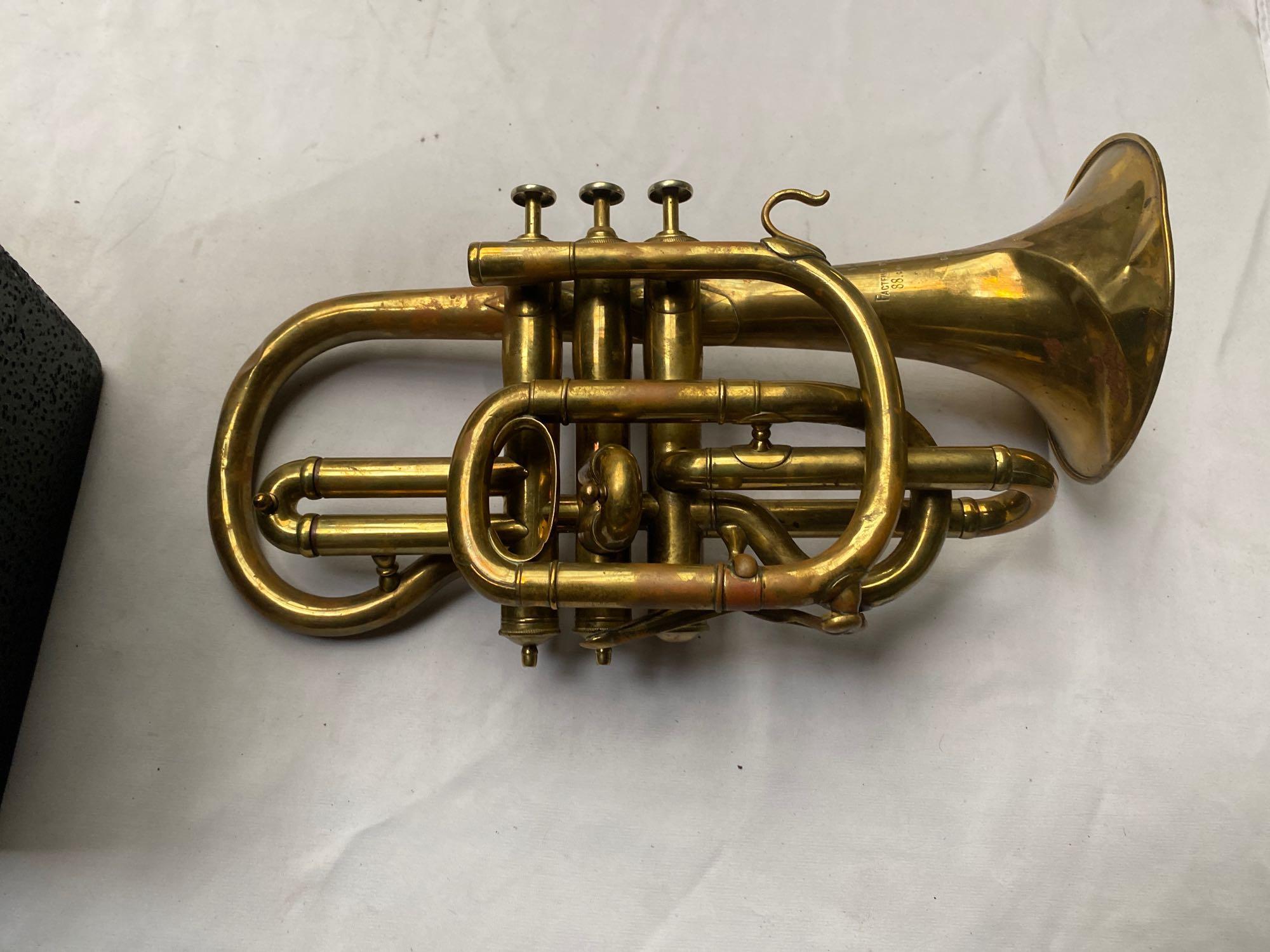 Brass cornet by Antoine Courtois in original case - Image 3 of 3