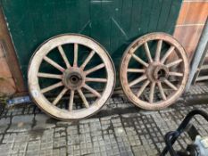 Pair of 36" cart wheels with iron tyres