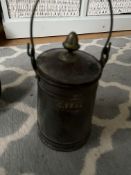 Victorian small brass mounted steel milk can