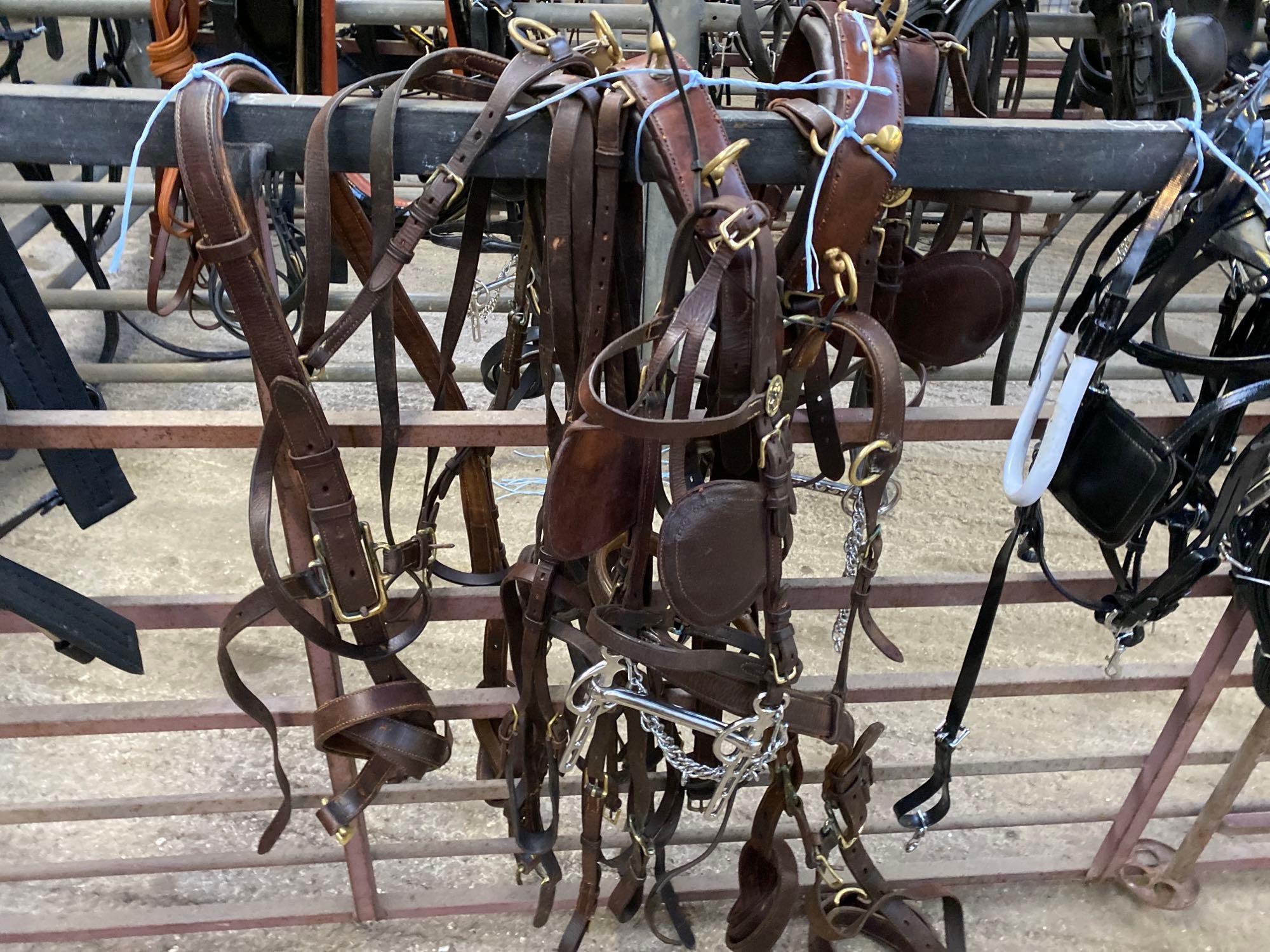 Set of English brown/brass PAIR harness. This lot carries VAT.