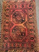 Wool red ground rug