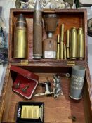 Quantity of brass shell cases and other items