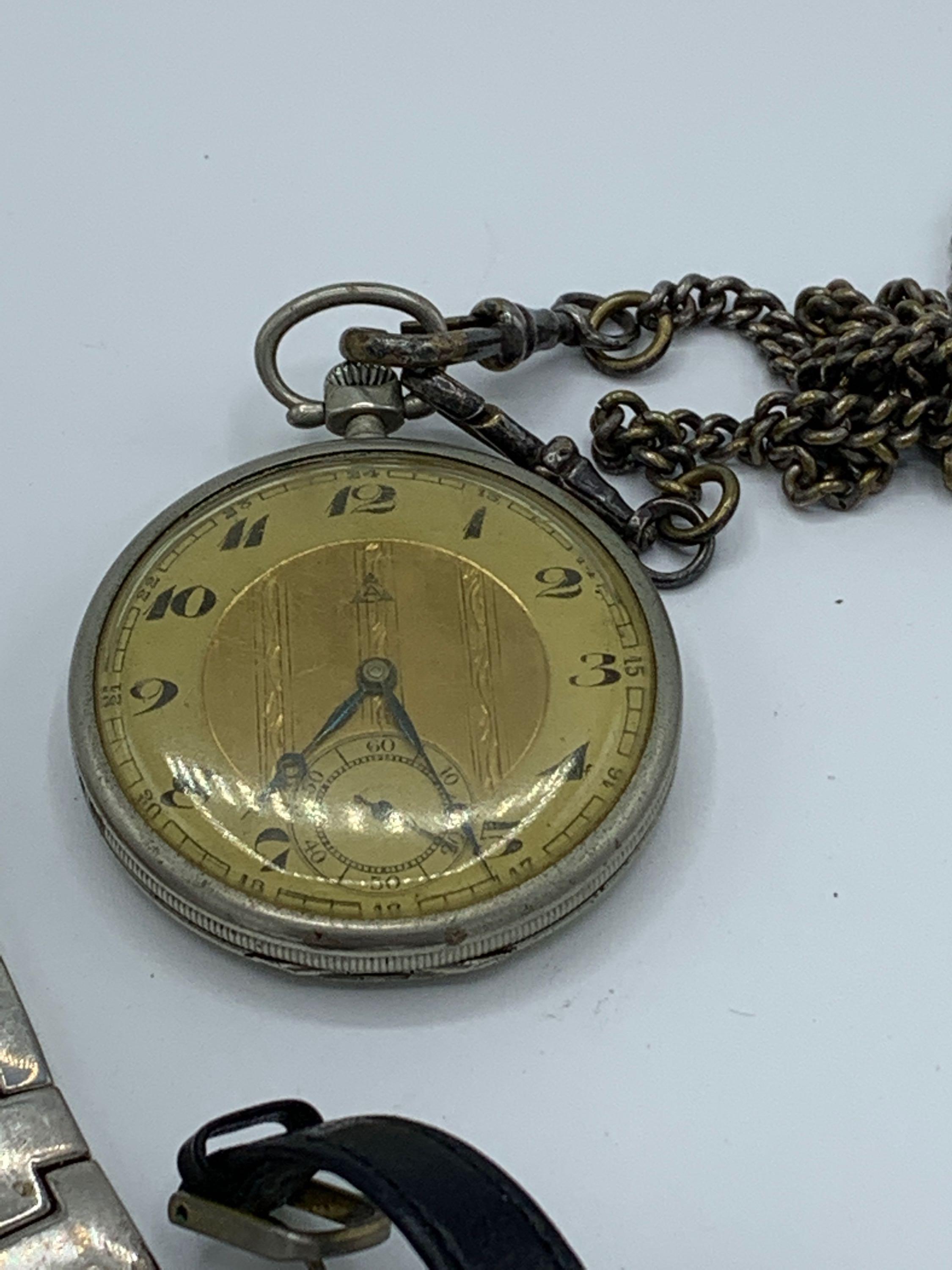 Ingersoll Ltd 'Triumph' pocket watch, Alpina pocket watch, and silver fob chain - Image 3 of 4