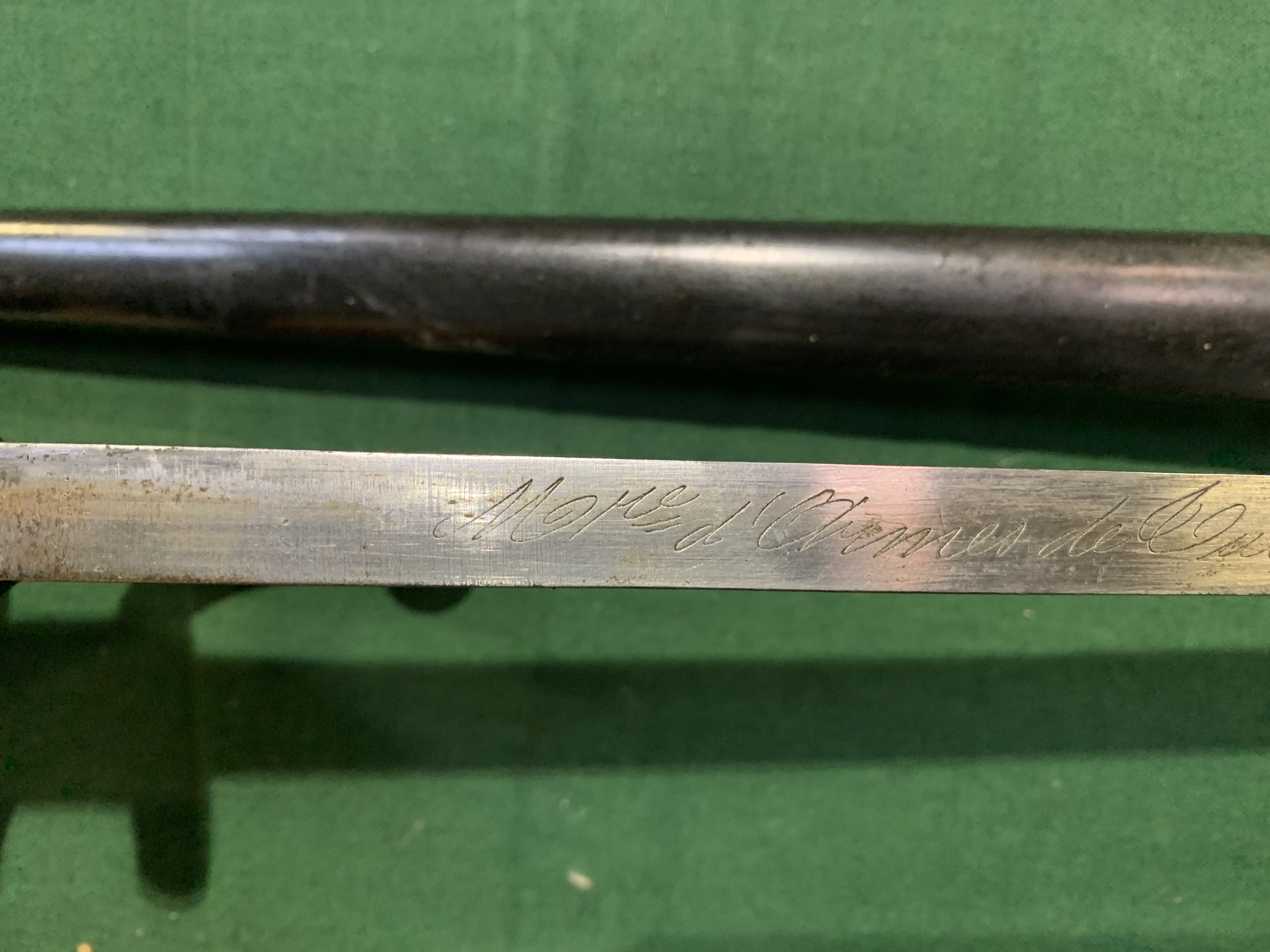 French bayonet, the blade engraved 'Mme d'Ormes de Valle Mai 1878' - Image 2 of 6