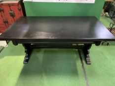 Black painted oak drawer leaf dining table