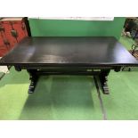 Black painted oak drawer leaf dining table