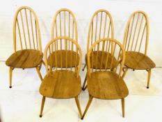 Four Ercol dining chairs together with two others