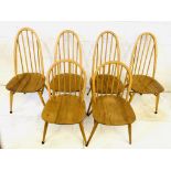 Four Ercol dining chairs together with two others