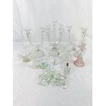 Pair of Nachtmann glass candelabra together with a quantity of decorative glass