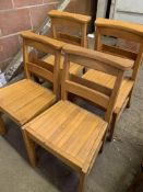 Four pine chapel chairs