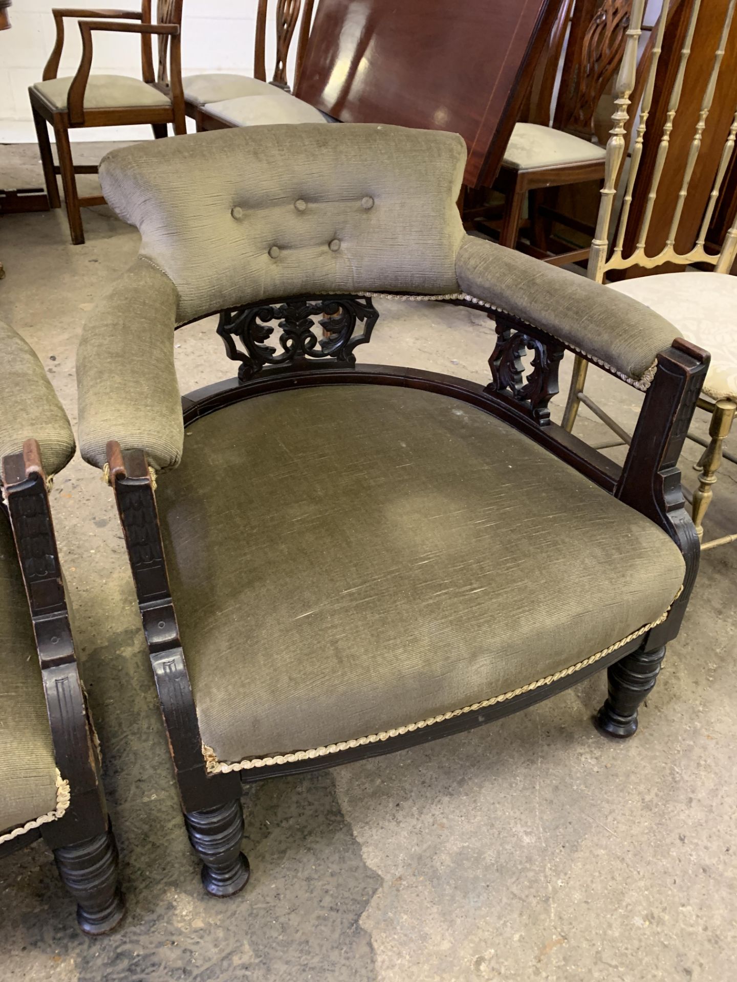 Pair of open back upholstered tub chairs - Bild 2 aus 6