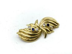 18ct gold brooch set with diamonds and sapphires