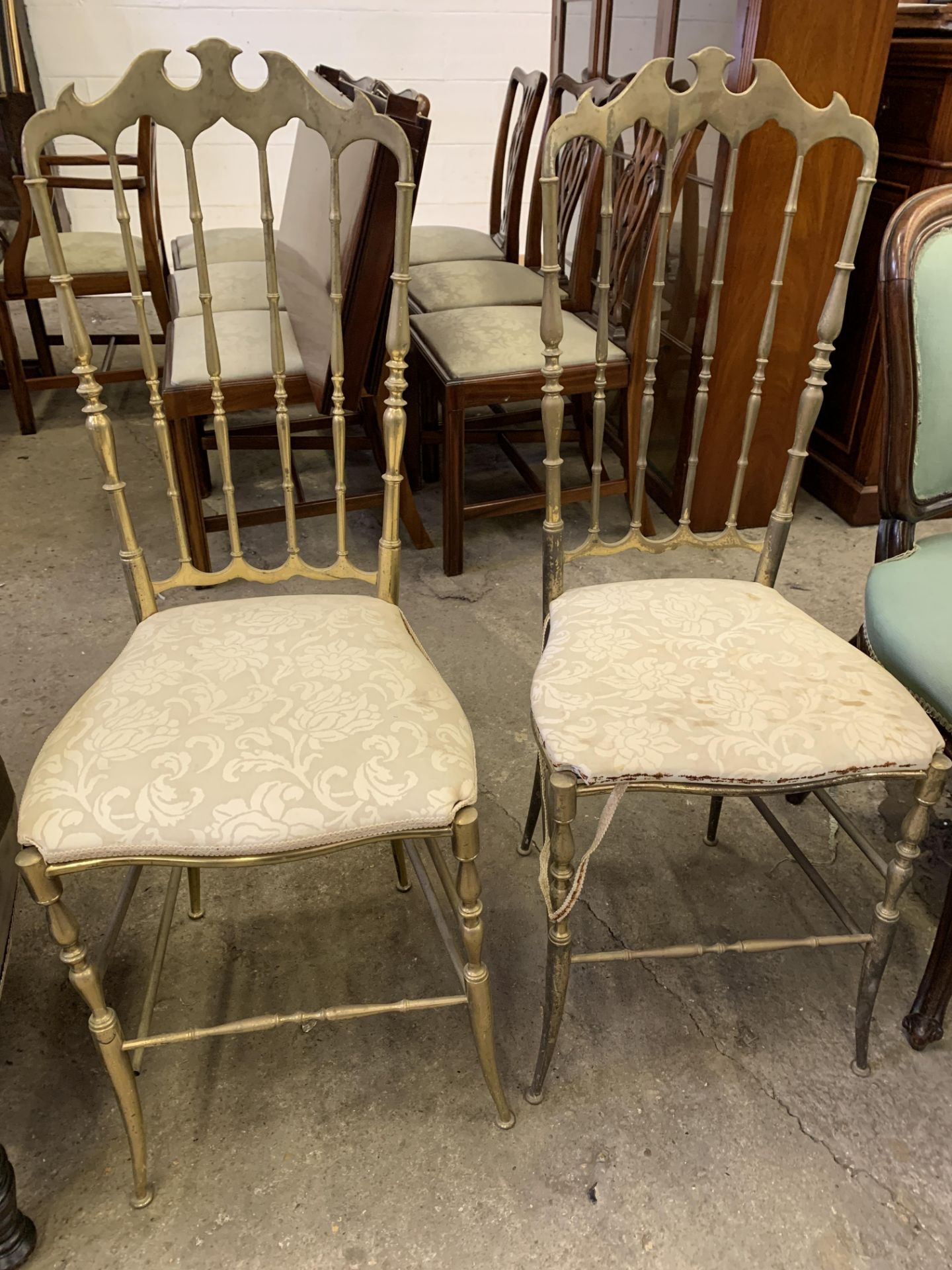 Two brass frame chairs - Image 2 of 3