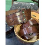 Brown leather 'Sam Brown' belt in leather collar box