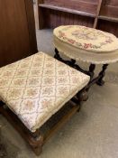 An oak footstool and a mahogany footstool