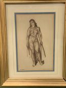 Gilt framed and glazed lithograph of a female nude