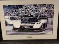 Framed and glazed print entitled Corvette beach party