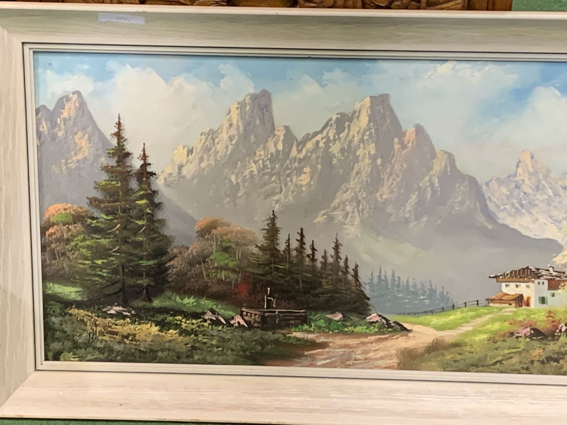 Framed oil on canvas of a mountain scene - Image 2 of 3