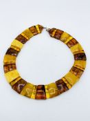 Amber coloured flat necklace
