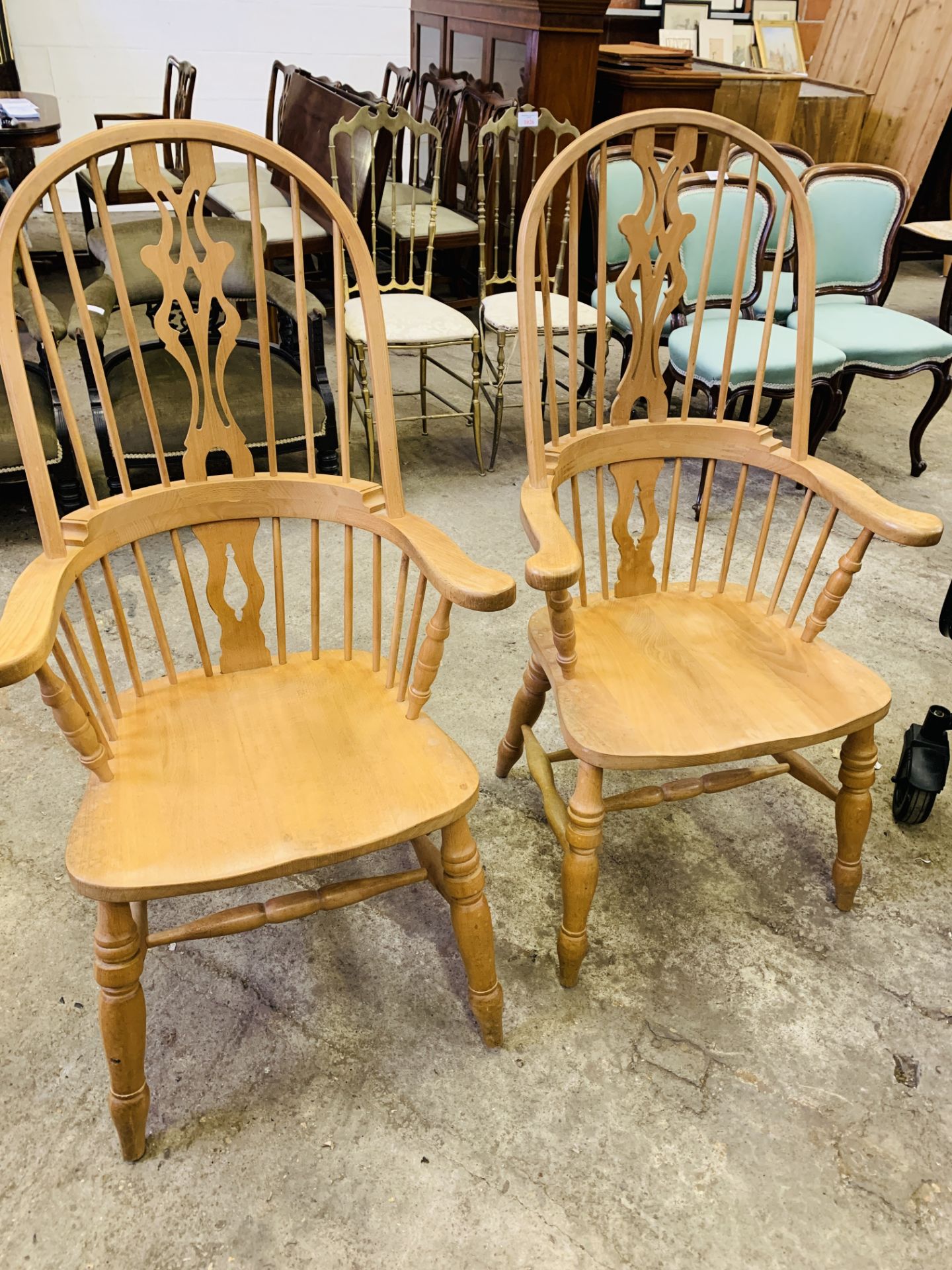 Pair of Windsor arm chairs