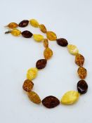 Amber multicolour shaped bead necklace