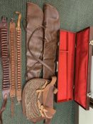 Collection of leather gun accessories