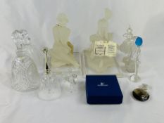 A collection of decorative glassware