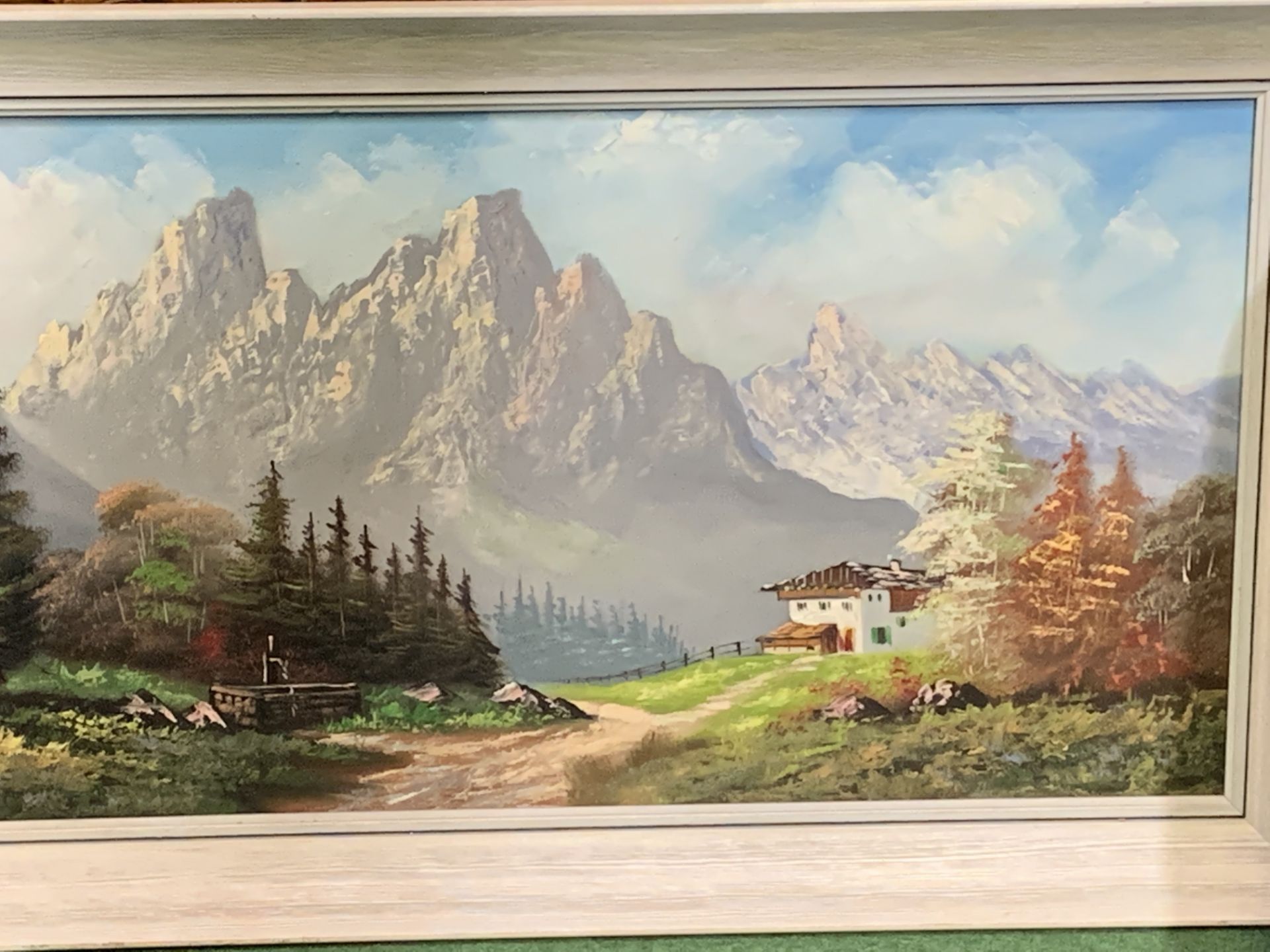 Framed oil on canvas of a mountain scene - Image 3 of 3