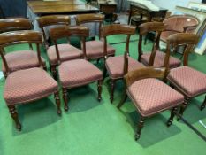 Set of five mahogany dining chairs and a set of four mahogany dining chairs and a carver