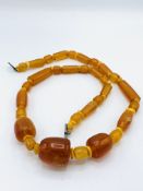 Graduated large chunky amber necklace