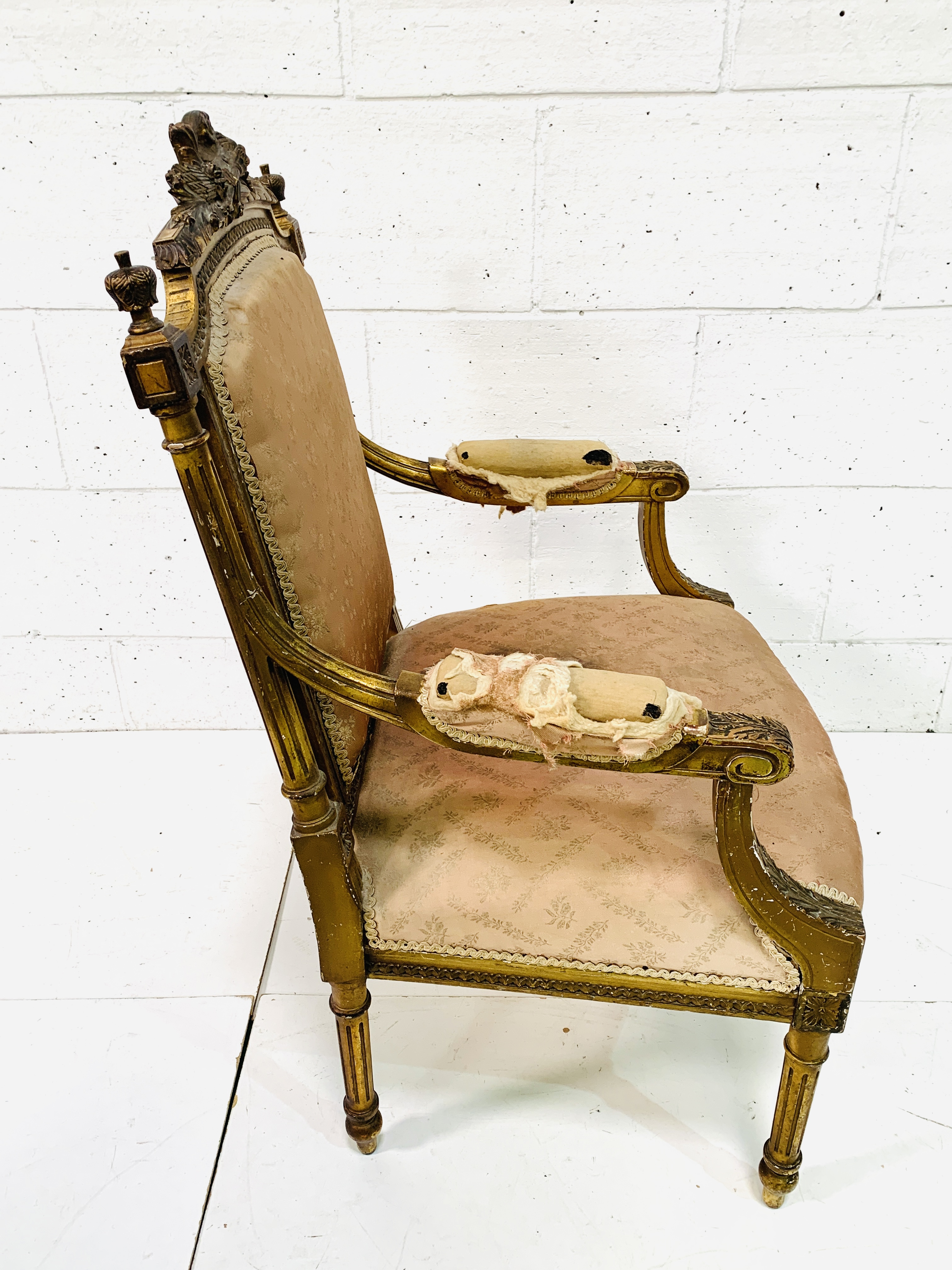 French style giltwood framed elbow chair - Image 6 of 6