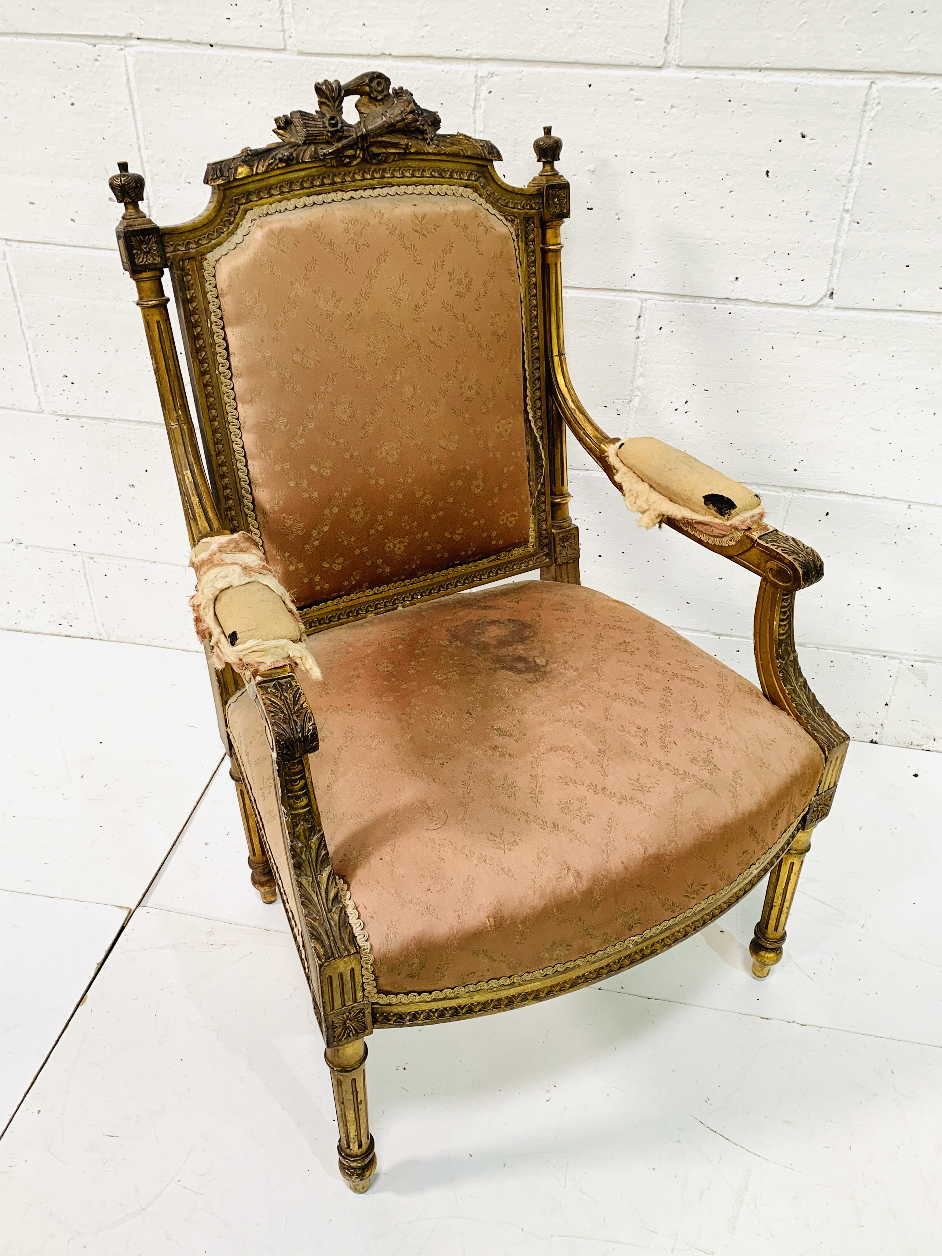 French style giltwood framed elbow chair - Image 4 of 6